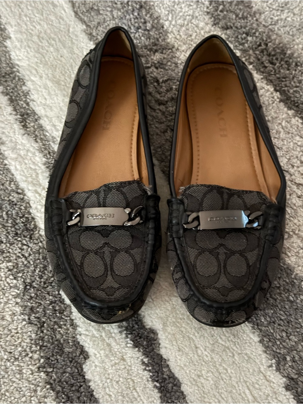 Coach Black Signature Canvas Driving Loafers